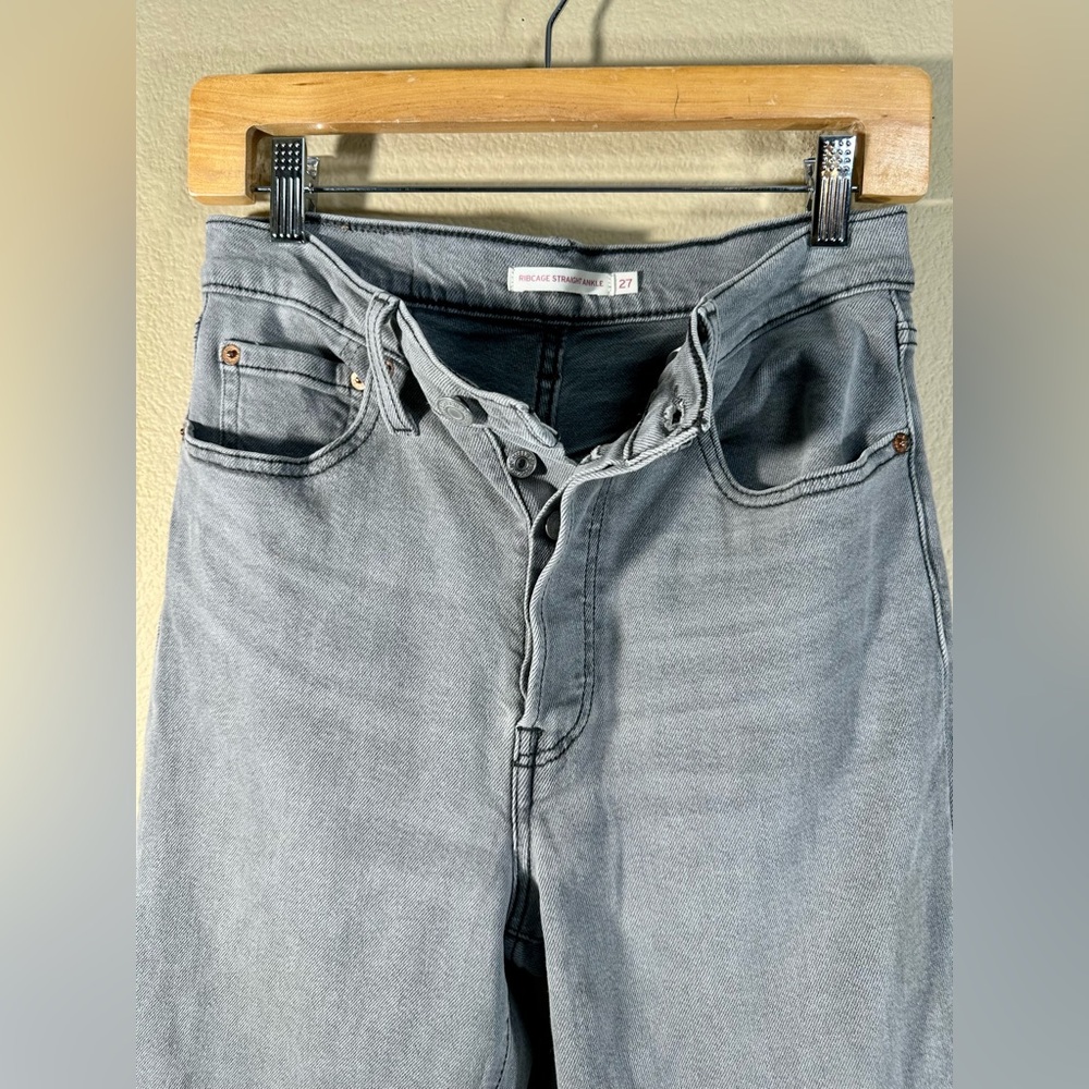 Levi’s Ribcage Straight Ankle Jeans in grey W27 L27 - Picture 15 of 16